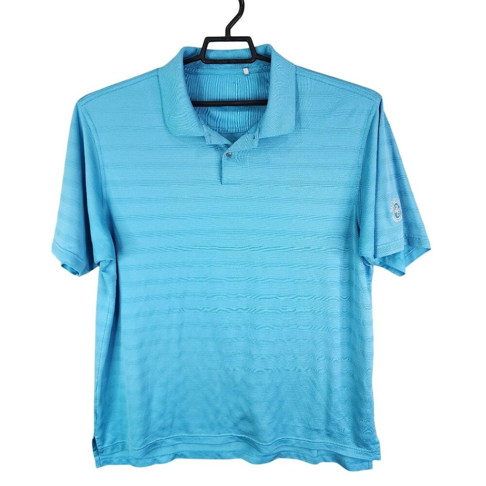 Mens Blue Adidas Polo Shirt 100% Polyester Short Sleeve Size XL
